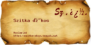 Szitka Ákos névjegykártya